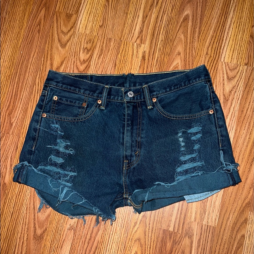 Distressed Levi denim shorts